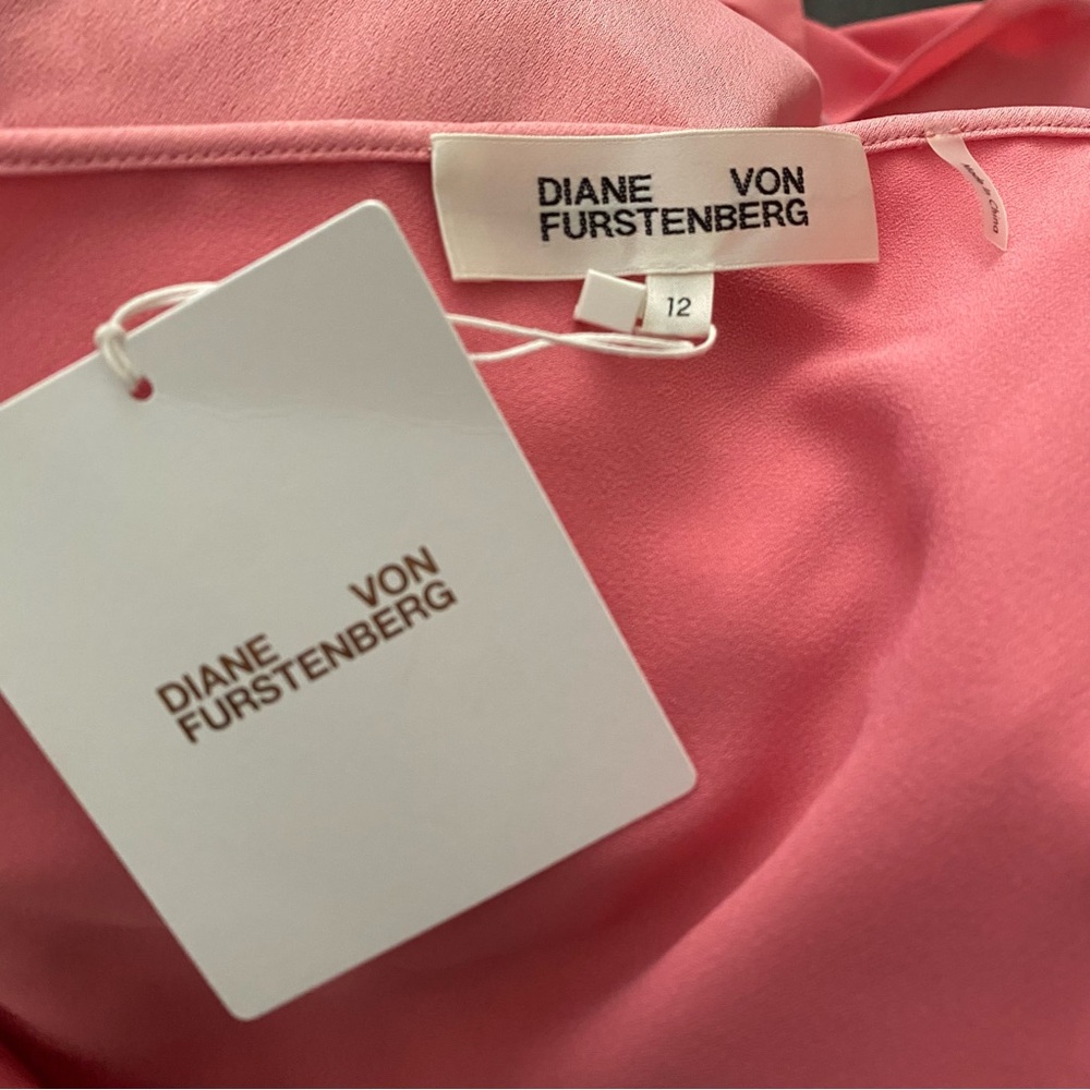 NWT DIANE VON FURSTENBERG AVILA PETAL PINK SLEEVELESS WRAP MIDI DRESS SIZE 12 - Picture 4 of 5
